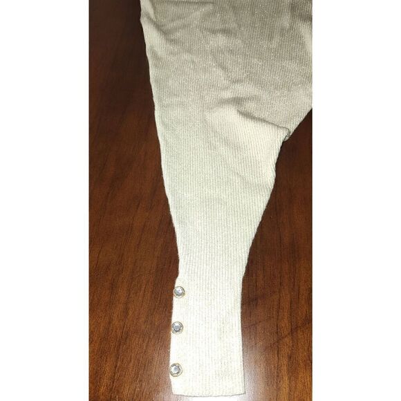 Carmen Marc Valvo Womens Ivory/Soft Gold Lurex Metallic Pullover Sweater NWT Siz - Picture 2 of 14